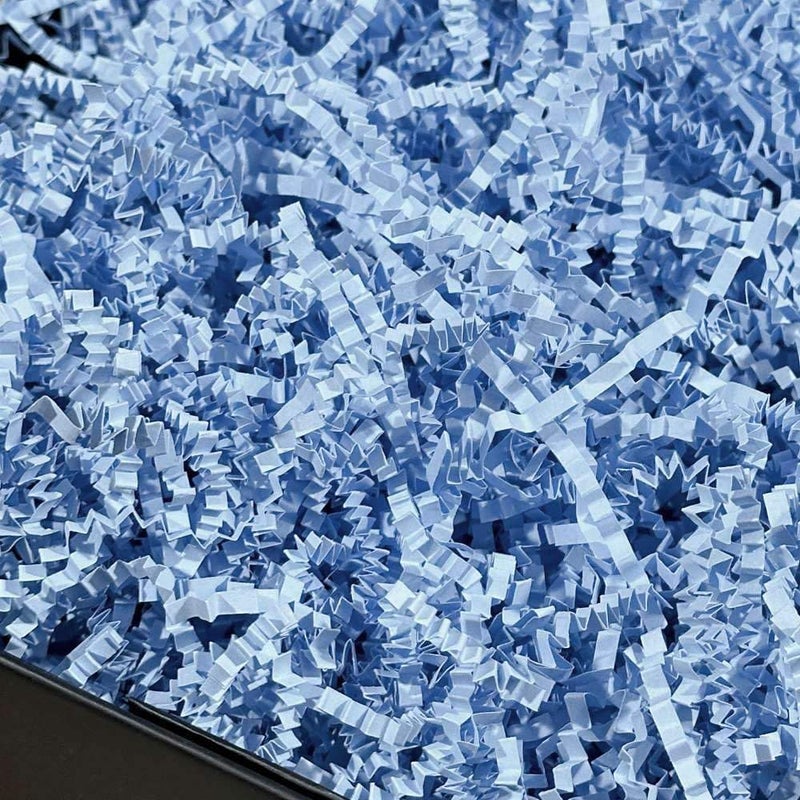 PLINJOY 4 OZ Light Blue Crinkle Cut Paper Shred Filler for Gift Basket Shredded Confetti Paper Box Stuffing Easter Basket Grass Gift Boxes Filler - Image 1